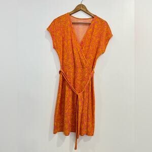 Nine West Orange Faux Wrap Dress Size Medium